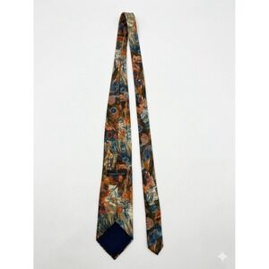 Ermenegildo Zegna Tie Mens Multi-Colored Sz 57x4' 100%Silk Floral Design Plants